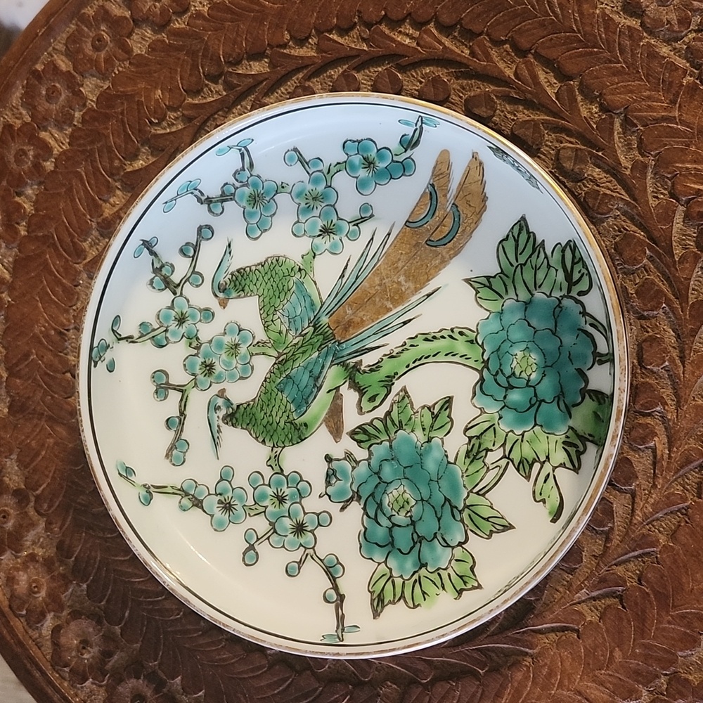 Rare vintage Gold Imari peacock dish